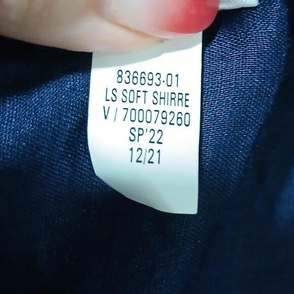 Banana Republic Dress Womens Large Blue Long Sleeve Soft Shirred Ramie Buttons - Picture 7 of 13